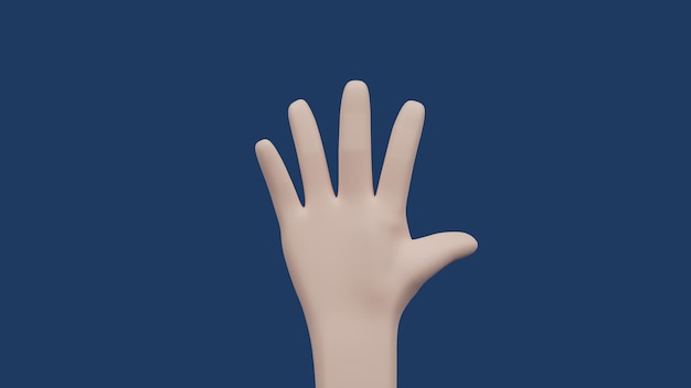 Human hands Number 5 3D render cartoon