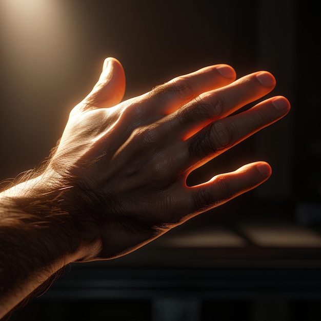 Photo human hands touching dynamic lighting hyper detail feature