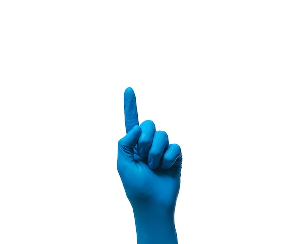 Человеческие руки в вариации латексной перчатки медицинской резиновой перчатки изолированы на белом фоне
