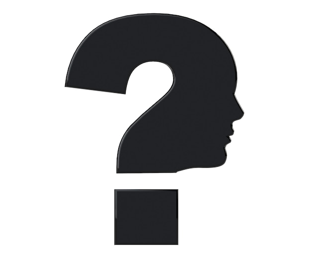 Human head as Question mark symbol on a white background