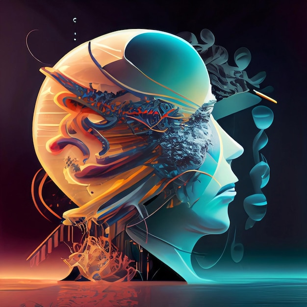 Photo human head futuristic style illustration