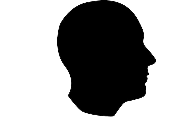 Иконка силуэта головы человека в черно-белом цвете