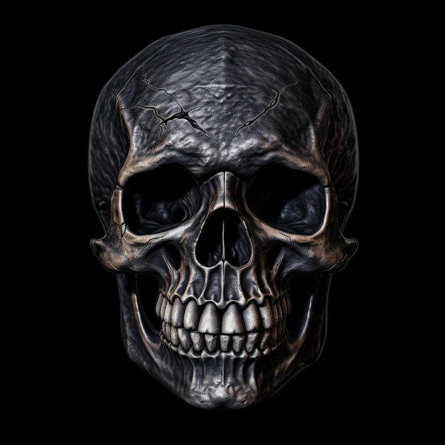 Human head skull tattoo picture black background AI Generated art