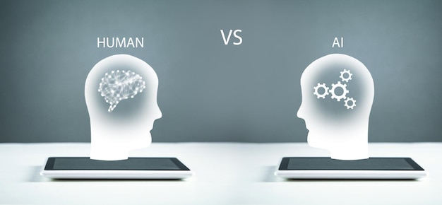 Human head VS Ai Human intelligence vs artificial intelligence