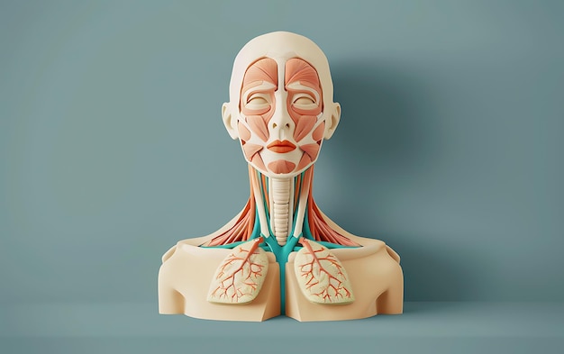 человеческая голова с мышцами тела и тела