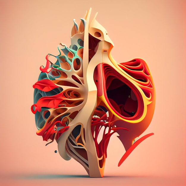 Foto illustrazione 3d dell'anatomia del cuore umano 3d cg ad alta risoluzione
