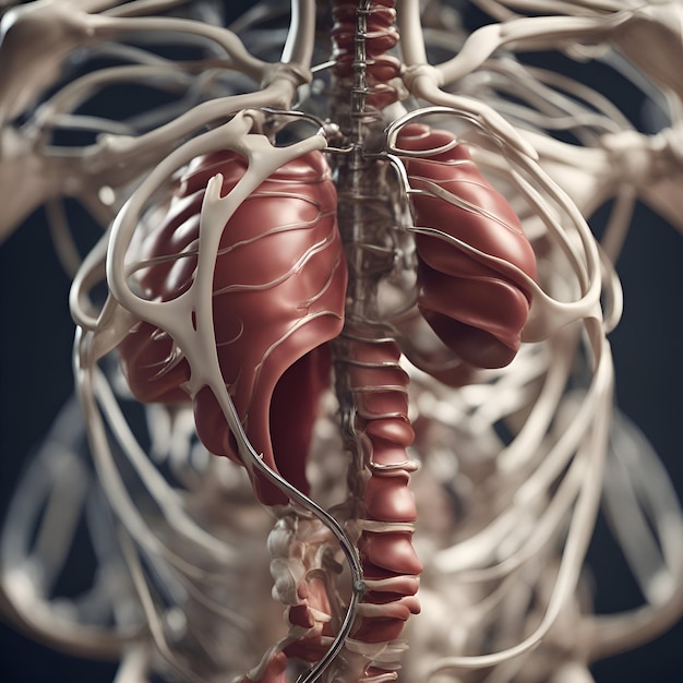 Human heart anatomy 3D illustration Human body with circulatory system