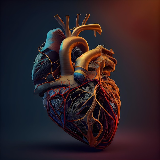 Premium AI Image | Human heart anatomy 3d illustration Isolated on dark ...