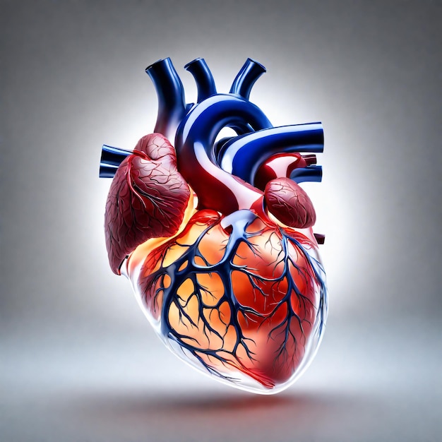 사진 인간 심장 해부학 일러스트 스타일 심장마비 개념 의학 과학 교육 예술