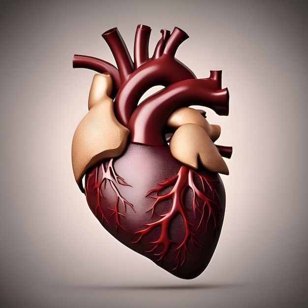 Foto anatomia del cuore umano isolata su sfondo grigio 3d rendering illustrazione