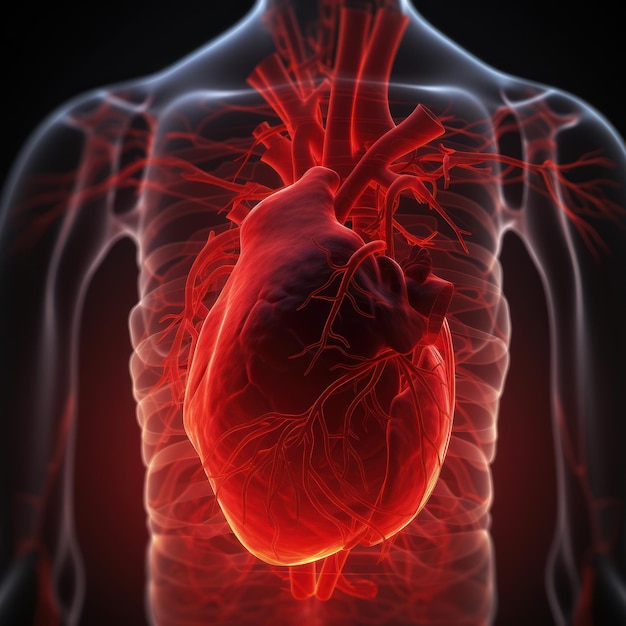 의학적 개념을 위한 인간의 심장 해부학 3D 일러스트레이션 인간의 호흡기