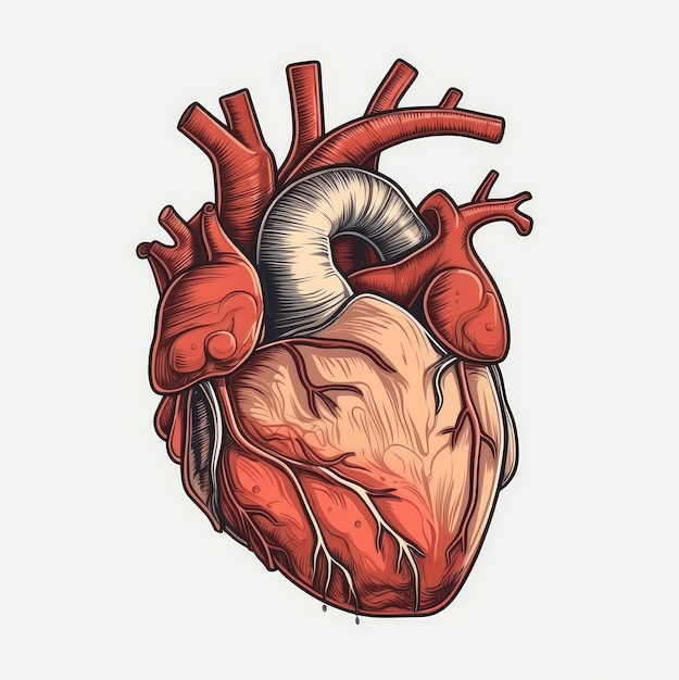 Human heart close up 2d