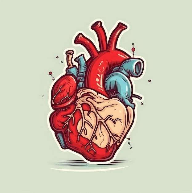 Human heart close up 2d