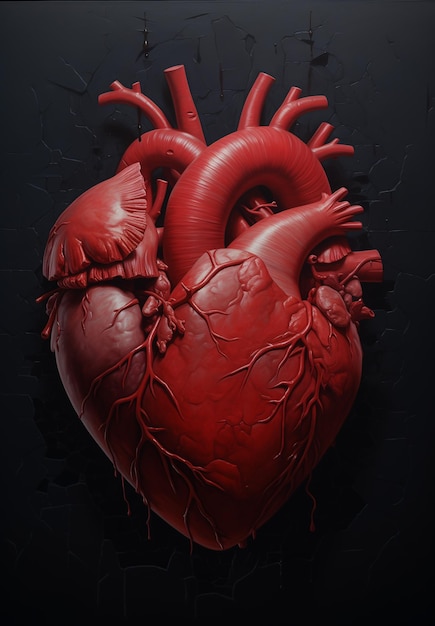 Human heart on a dark background