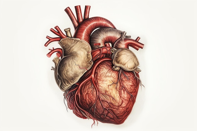 Иллюстрация человеческого сердца, созданная с помощью генеративного ИИ