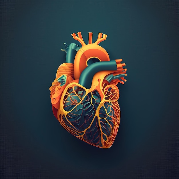 Human heart illustration design in 3d digital art design