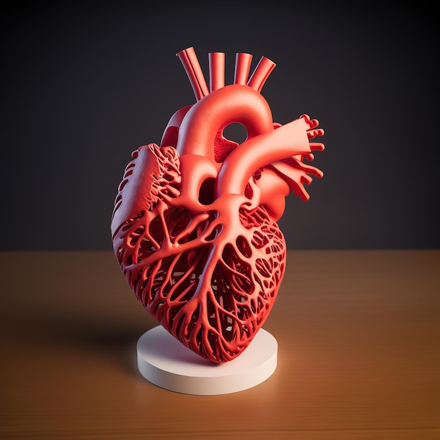 Human heart Illustration in glowing design 3d effect with an isolated background