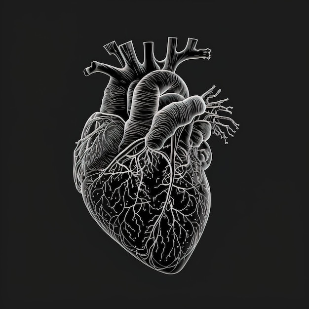 Human heart Illustration in glowing design 3d effect with an isolated background