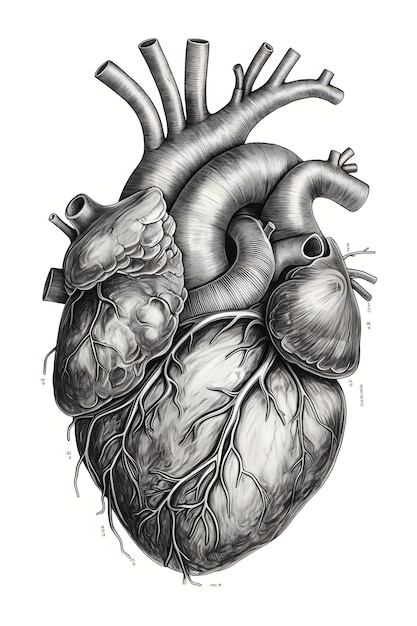 Photo human heart line art generative ai