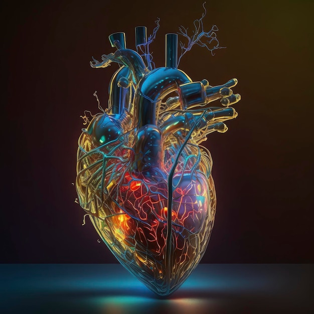 人間の心臓医療とヘルスケアの概念図 3 d レンダリング Ai を生成します。
