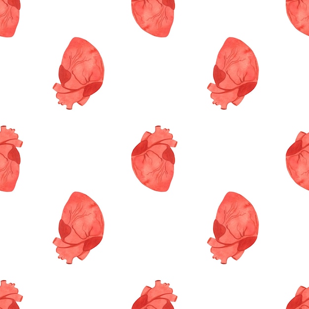 Human heart painted in watercolor pattern with heart painted in watercolor print for fabric