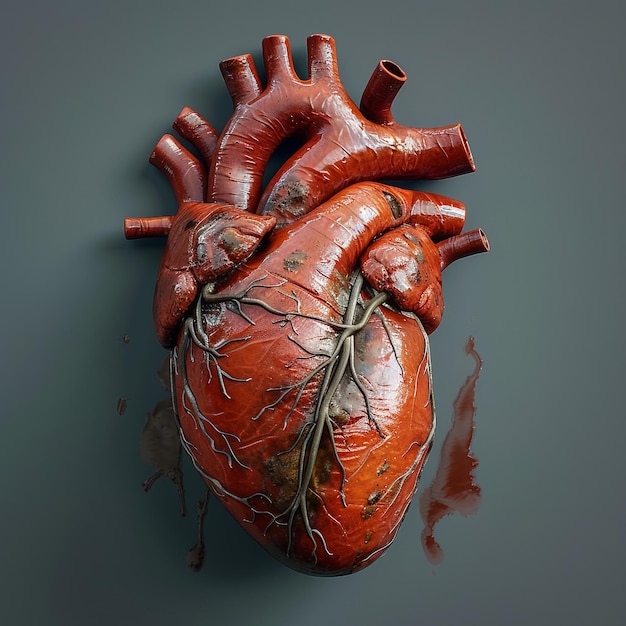 Человеческое сердце старинный чертеж Грунж медицинское прошлое