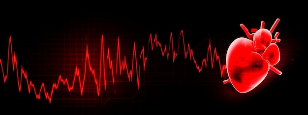 Human heart with cardiogram for heart health care Generative AI