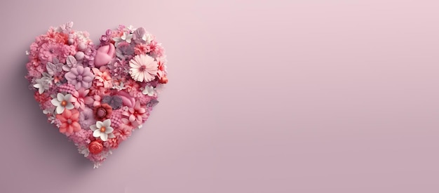 Human heart with pink flowers love and emotion concept good hearted person help and charity