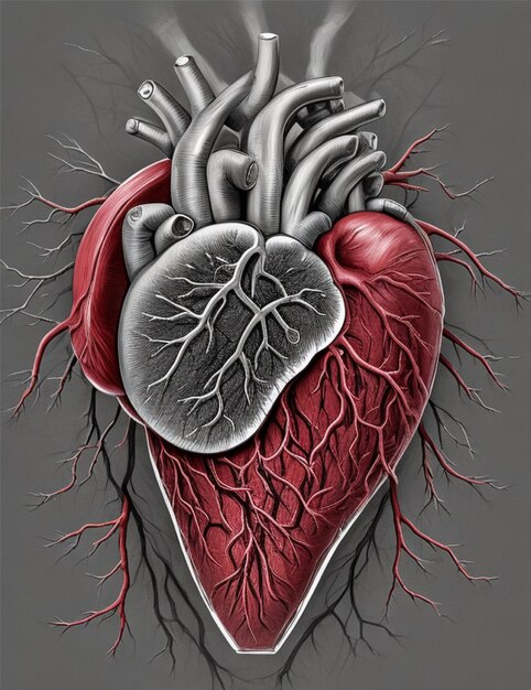 Human heart with veins