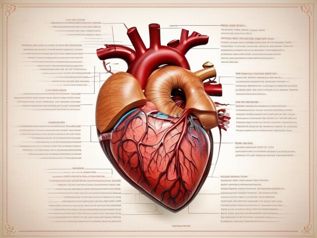 Photo human heart with veins