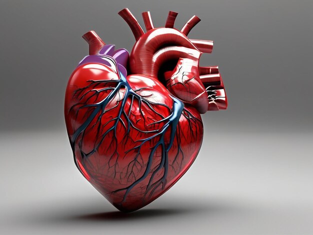 Human heart with veins