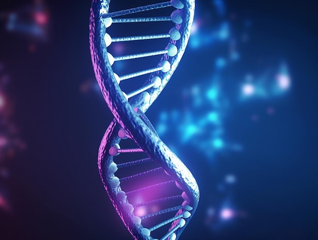 Human helix DNA structure in blue color photo AI generated