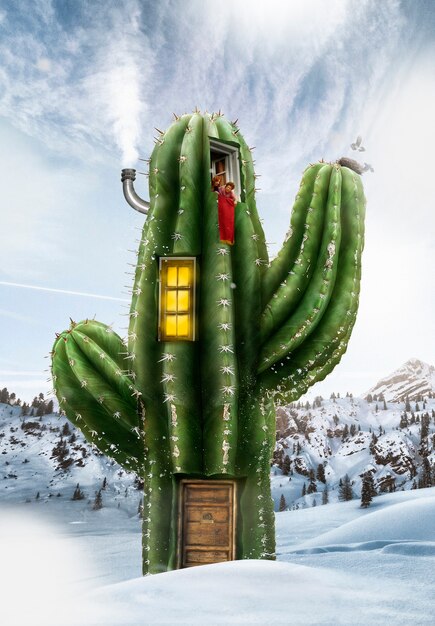 human home in cactus plant