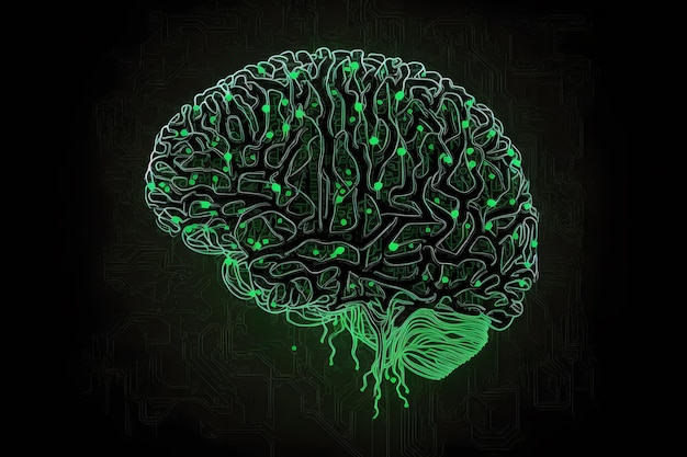 Человеческий интеллект с человеческим мозгом внутри нейронной сети, созданный искусственным интеллектом