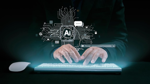 Human interact with AI artificial intelligence brain process generative AI UUID