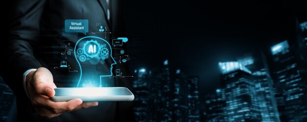 Human interact with AI artificial intelligence virtual assistant generative NLP