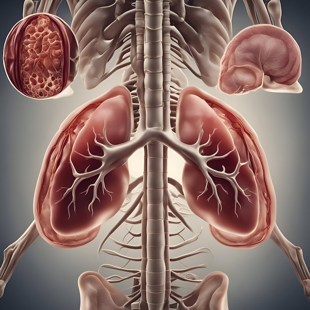 Human kidney anatomy 3D medische illustratie Anatomie van de menselijke nier