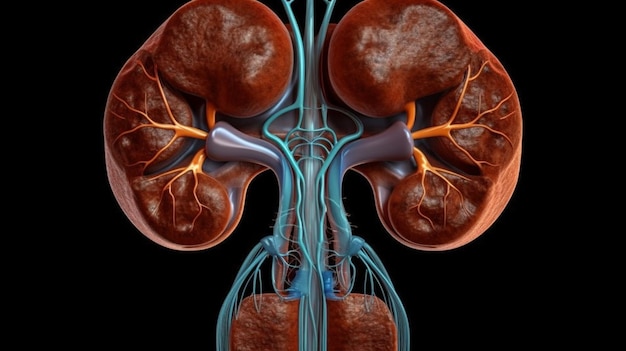 Photo human kidney cross sectiongenerative ai