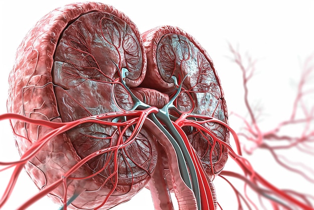 Photo human kidney isolated on white background