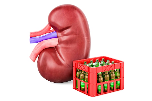 Human kidney with beer crate 3D rendering