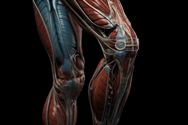 A human leg with muscles and the word muscle on it