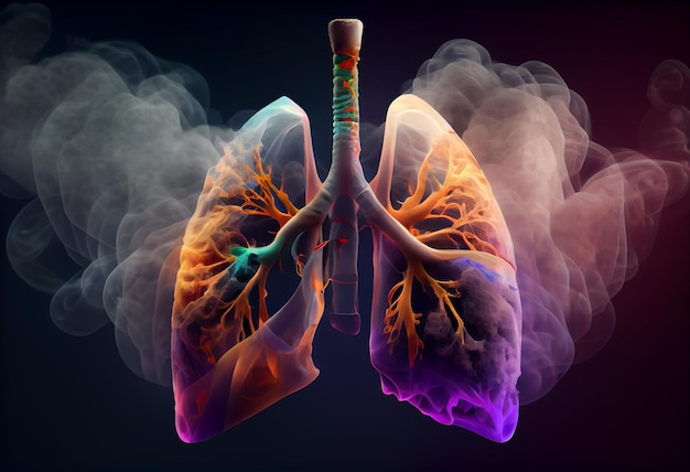 Human Lung with smoke Lung disease frome smoking Generate Ai