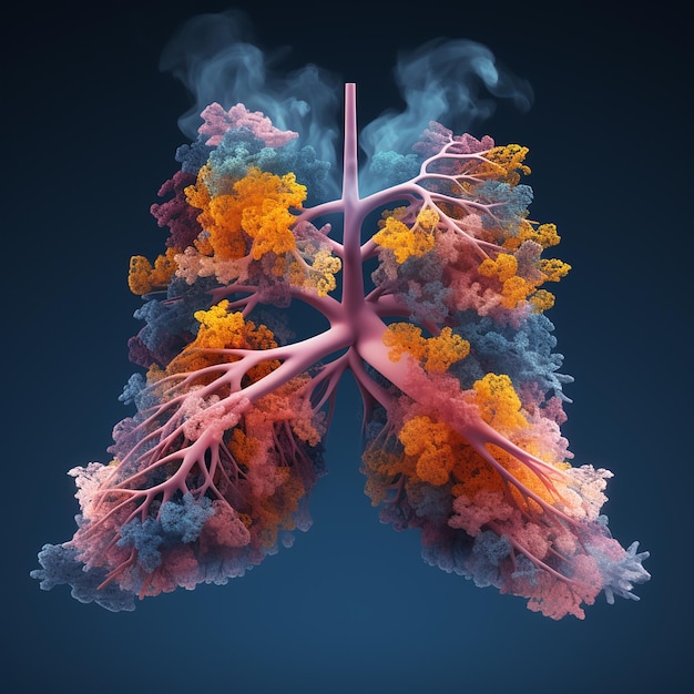 Human Lung with Smoke Mix Color Generative AI