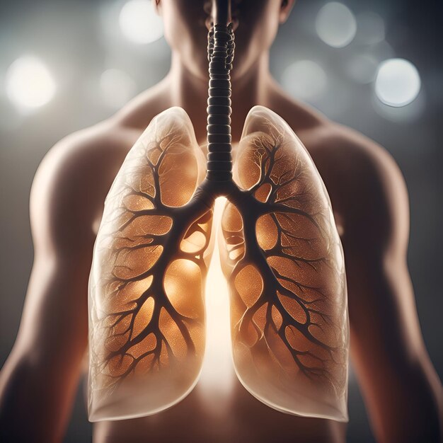 Human lungs anatomy 3d illustration Health care and medical concept