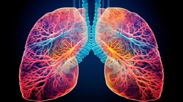 人間の肺の解剖学 - 医学的なコンセプト - ジェネレーティブAI
