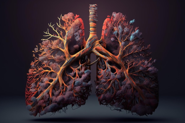 Human lungs Beautiful colorful picture Generative AI