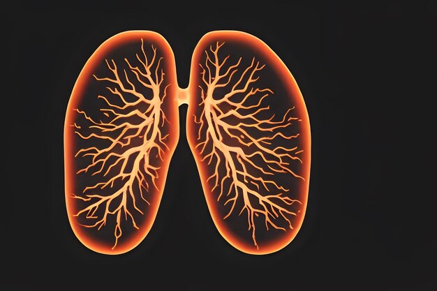 Photo human lungs on a black background ai generative