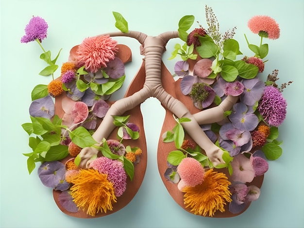 Human lungs from which flowers grow Generative AI