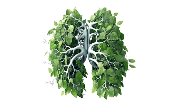 Human lungs made from leaves Clean air without pollution concept Ai generated