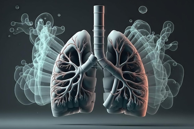 Human Lungs make with pipes smoke Anti smoking concept Generative AI